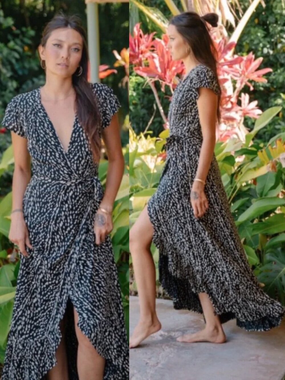 XIX Palms Ibiza True Wrap Maxi Dress S Hawaii Goddess Resort Beach Animal $130